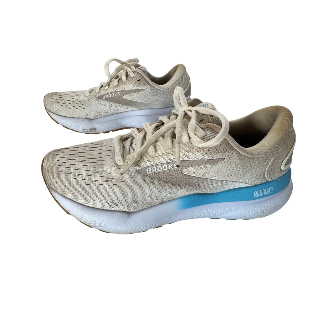 Brooks Ghost 16 Coconut Chateau Grey Blue Women’s Size 6.5 B